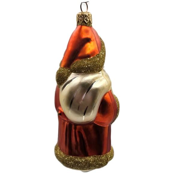Patricia Breen Santa Claus and Teddy Orange Gold Christmas Tree Ornament Full - Picture 10 of 11